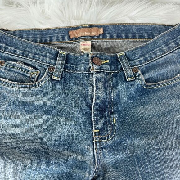 Abercrombie & Fitch Y2K Vintage Relaxed Leg Busted Knee Cropped Jeans Sz 6L - Picture 9 of 15